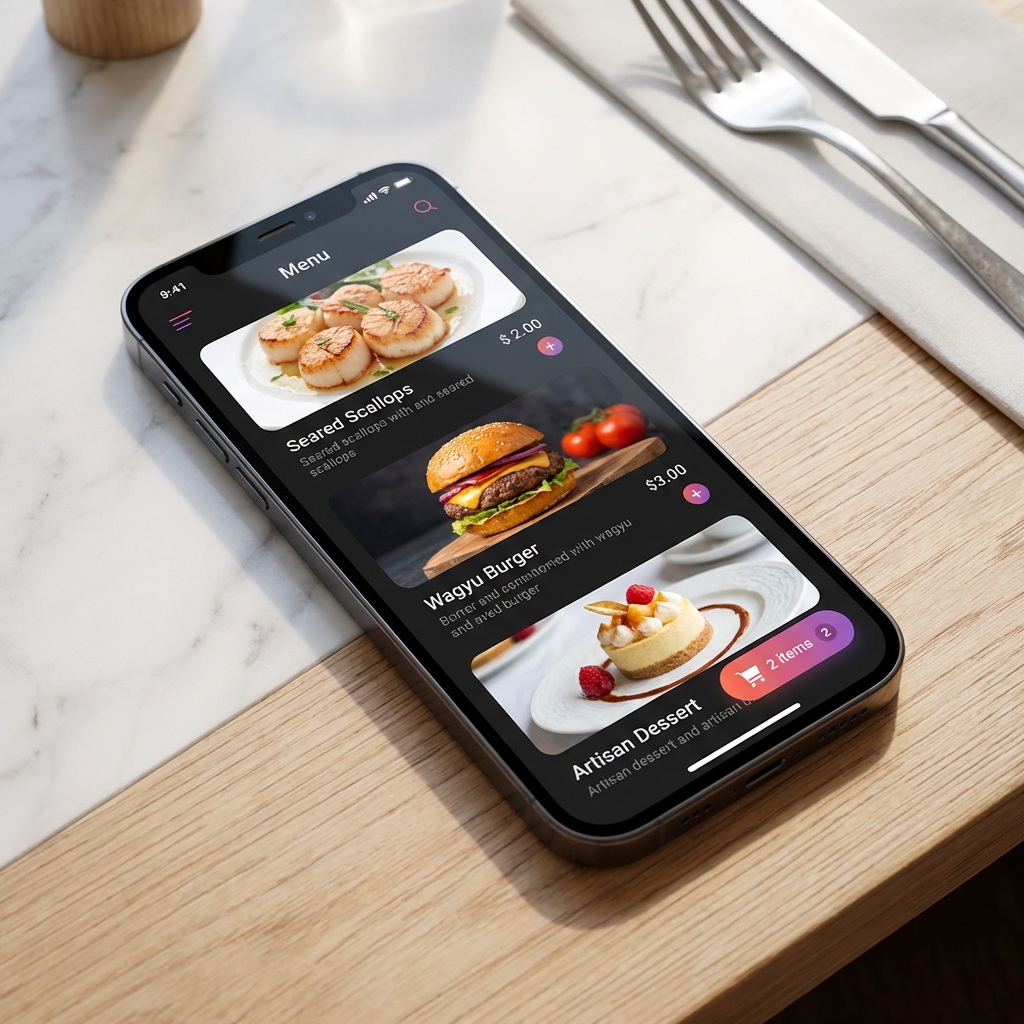 Old paper menu with stains and crossed out prices